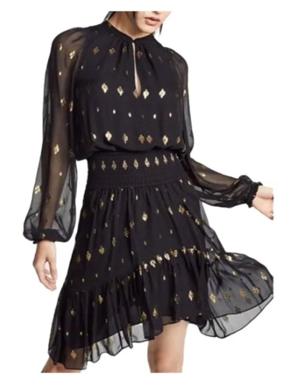 A.L.C. Silk Black/Gold Cocktail Dress